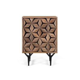 GINER Y COLOMER Mesita Auxiliar Madera de Mango con Diseño Geométrico y Base en Hierro Negro Precio: 338.7879. SKU: B1DCDJARBB