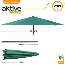 Parasol 300 cm con chimenea y mástil de aluminio 4,8 cm color verde Parasol 300 cm con chimenea y mástil de aluminio 4,8 cm color verde