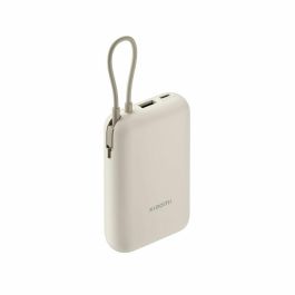 Xiaomi BHR9072GL Power Bank 10000mAh con Cable USB-C Integrado, Carga Rápida 22.5W, 3 Puertos, Beige