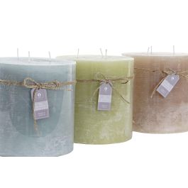 DKD Home Decor Vela Básicos Cera Cúbica 15x15x15 cm Marrón y Verde (6 Unidades) con 120 Horas Duración