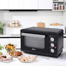 Edm Horno de Sobremesa Eléctrico 23 L, 1380 W, Temperatura 80-230°C, Temporizador 60 min, 4 Posiciones de Horneado