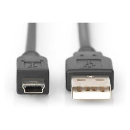 Digitus Cable USB 2.0 A-Mini B Macho/Macho 1.8m Negro - Cable de Conexión USB-A a Mini-USB B para Transferencia de Datos