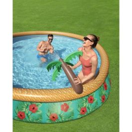 Bestway Piscina Fast Set 457x84 cm con filtro 58383 y cartucho 58094, 9.677L, fuente palma y decoración floral