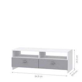 FINLANDEK Mueble TV HELPPO Contemporáneo Tablero de Partículas Gris y Blanco con 2 Solapas y 2 Huecos - 95 cm Ancho