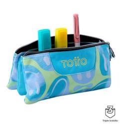Totto Estuche 3 Compartimentos Tablero Happy Flow Ecole AC52ECO012-2416Z-2AU Colores Pastel