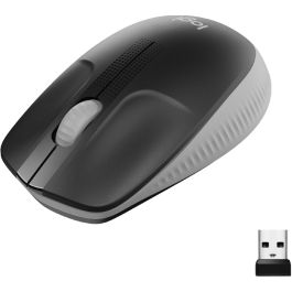 Logitech M190 Ratón Inalámbrico Full-size RF con Diseño Contorneado Ergonómico para Manos Grandes, Gris, Batería 18 Meses