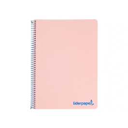 Liderpapel Cuaderno espiral A4 Wonder tapa plástico 80 hojas 90gr cuadro 4mm con margen color rosa