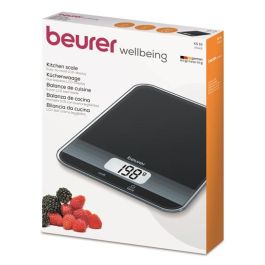 Beurer KS-19 Balanza de Cocina Negra con Pantalla LCD, Capacidad 5 kg, Vidrio Ultra Plano