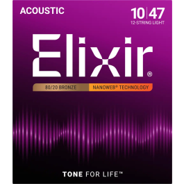 Elixir Juego Acústica 12St. Nanoweb 80/20 Bronze 10-47 / 10-27 Cuerdas para Guitarra Precio: 27.89000027. SKU: B17FSAT2AB