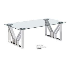 DKD Home Decor Mesa de Centro Moderna y Transparente. Diseño Elegante en Cristal y Acero. Medidas 130x70x45 cm (Ancho x Fondo x Alto)