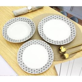 Servicio de mesa 18 piezas en porcelana formas geométricas en blanco y negro