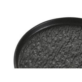 DKD Home Decor Plato Horeca Negro Colección Horeca Black Porcelana con Relieve 20x20cm, Apto Lavavajillas y Microondas (6 Unidades)