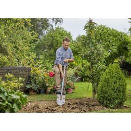 Gardena NatureLine Spitz-Spaten – Pala de punta ergonómica de acero para drenaje, mango en D, color negro