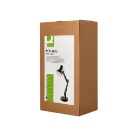 Q-connect Lámpara de Escritorio Polaris Metálica con Interruptor, Brazo Doble y 3 Articulaciones, Color Negro