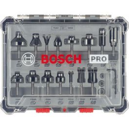 Bosch Set de Fresas Mixtas 15 piezas Vástago 6mm para Madera, Metal, Plástico - Accesorios Herramientas Eléctricas