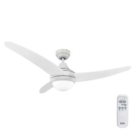 Edm Ventilador de Techo Egeo Ø122cm Blanco 60W 3 Velocidades Mando a Distancia IP20