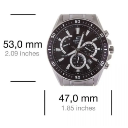 Casio Edifice EFR-552D-1AVUEF Reloj Hombre Cuarzo Acero Brazalete Plata Dial Negro Cronómetro 10 ATM
