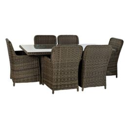 Mesa Comedor Terraza Y Jardin DKD Home Decor Marron 100 x 75 x 200 cm Set de 7