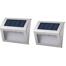 Lumisky Pack 2 focos solares de pared impermeables exteriores, 3 LED blancos, 2 modos, encendido automático