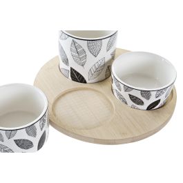 Tabla Aperitivo Cottage DKD Home Decor Negro Blanco 20 x 8 x 20 cm Set de 4