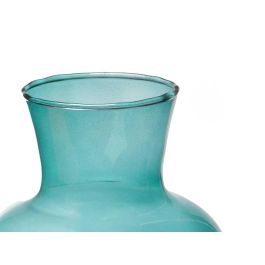 Giftdecor Jarrón de Cristal Cuello 36 cm Turquesa - Vidrio, 21x21x36 cm