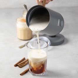 Domo DO745MF Espumador de Leche, 500 W, 150 ml, Base 360°, Gris/Madera