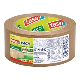 Cinta Adhesiva Tesa Eco Papel Ultrafuerte Color Kraft 25 Mt X 50 mm Para Embalaje