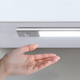 Emuca Aplique LED recargable por USB Kaus con sensor de movimiento, L240mm, Plástico y Aluminio, Anodizado mate