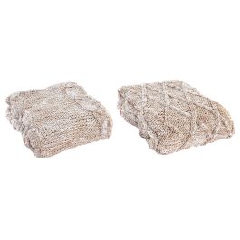DKD Home Decor Plaid Alpino de Poliéster Rosa Palo 125x150 cm Pack 2 Unidades 580 gsm