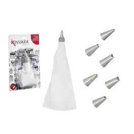Kinvara Manga Pastelera 7 Bocas Plástico Blanco 34 cm Abierta - 13x19.5x3.5 cm - Para Decoración de Repostería (12 Unidades) Precio: 17.5000001. SKU: B183W5NCXF