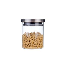 La Mediterranea Tarro Borosilicato con Tapa de Acero Inoxidable 600 ml con Medidas 10.8x10.8x11 cm