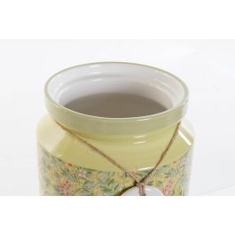 DKD Home Decor Bote Shabby de Dolomite con Flores, Verde Rosa, 2,35 L, 15.5x21x15.5 cm (2 Unidades), Apto Microondas y Lavavajillas