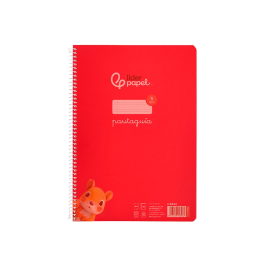 Liderpapel Cuaderno Espiral A4 Pautaguía Tapa Plástico 80 Hojas 90gr Cuadro Pautado 3mm Con Margen Rojo
