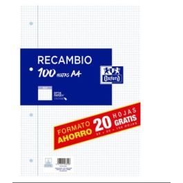 Oxford Recambio de Hojas Sueltas Din A4 90 gr Cuadrícula 4x4 4 Taladros OptikPaper - Pack 100 Hojas (80 + 20 Gratis) Precio: 7.49999987. SKU: B143YABECM