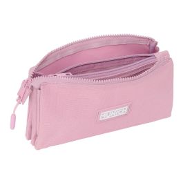 Safta Portatodo Triple Munich Básicos Rosa, Estuche Escolar con 3 Compartimentos, 22x12x3 cm