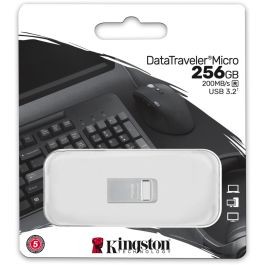 Kingston DTMC3G2/256GB Pendrive DataTraveler Micro 256GB USB 3.2 Gen 1 de 200MB/s Lectura - Diseño Ultrapequeño Metálico