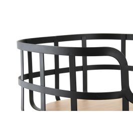 DKD Home Decor Frutero de Mesa para Cocina Cesta Frutas Acero y Bambú Colección Iron Black Básicos Negro Natural 24x24x12.7 cm