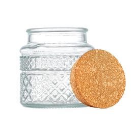 Inde Tarro de Vidrio con Tapón de Corcho 600 ml - 10.4x10.4x11.5 cm (12 Unidades)