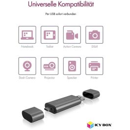 ICY BOX IB-CR200-C Lector de Tarjetas Multi-USB SD/MicroSD