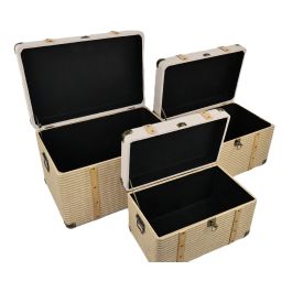 DKD Home Decor Baúl Tradicional Madera Natural 35 x 35 x 54 cm Set de 3 Piezas