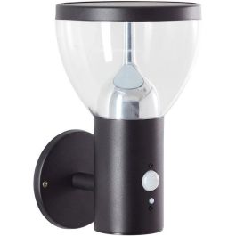 Brilliant BRI4004353437755 Aplique de Exterior TULIP LED Solar con Detector de Movimiento, Acero Inoxidable y Plástico, 4W Negro