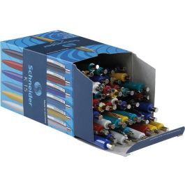 Schneider K 15 Bolígrafo Retráctil Pulsador Punta Media, Tinta Azul, Recargable, Clip Metálico, 50 unidades