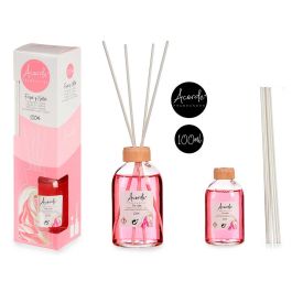 Mikado 100 ml con varilla fresa y nata - Acorde, vidrio y madera, rosa, 5.5x21.3x5.5 cm (12 Unidades)