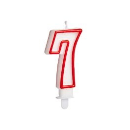 Vela Cumpleaños Número 7 Blanca con Borde Rojo - Arte Regal 4.2x8.2x1 cm (72 Unidades) Vela Cumpleaños Número 7 Blanca con Borde Rojo - Arte Regal 4.2x8.2x1 cm (72 Unidades)