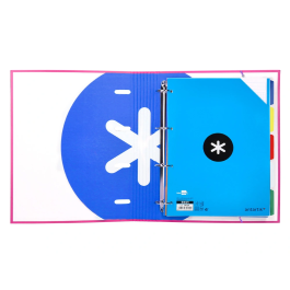 Antartik Carpeta con Recambio A4 Cuadro 5mm, Anillas 40mm Redondas, Solapa, Rosa