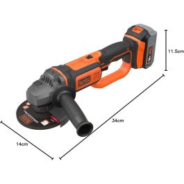 BLACK+DECKER BCG720N-XJ Amoladora angular 18V 125mm para trabajos de lijado y corte