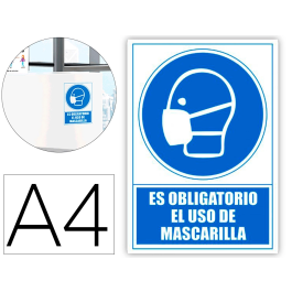 Archivo 2000 Señal Obligatorio Uso Mascarilla PVC Azul 210x297 mm