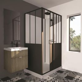 MAMPARA DE DUCHA 90X120X220 NEGRA ESTILO INDUSTRIAL MAMPARA DE DUCHA 90X120X220 NEGRA ESTILO INDUSTRIAL
