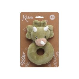 KioKids Sonajero Peluche Dinosaurio Verde para Bebés +0 Meses. Juguete Suave de Poliéster para Estimulación Sensorial y Coordinación
