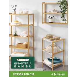 Estantería de Bambú 4 Niveles 70x35x100 cm - Confortime (2 Unidades) Estantería de Bambú 4 Niveles 70x35x100 cm - Confortime (2 Unidades)